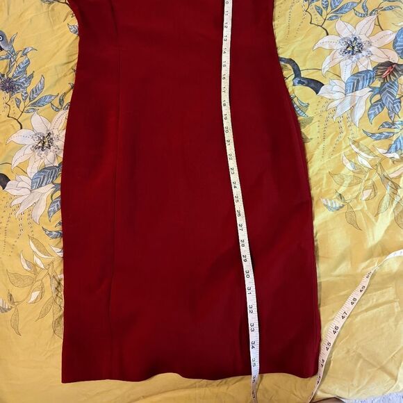 DRESS code by Susan graf red v neck stretch wool pencil dress sz 2 nwt - Picture 5 of 6
